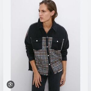 Zara Plaid Black and Gray Women's Jacket